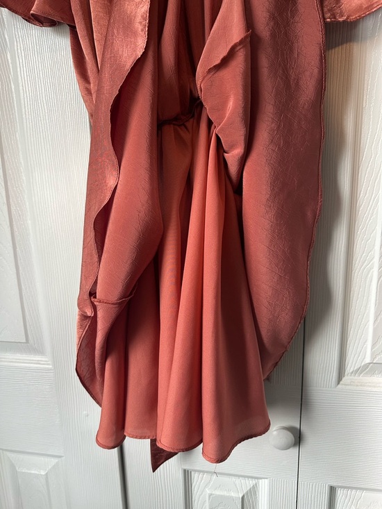 House of Harlow 1960 Copper Rust Satin Wrap Mini Dress - Picture 6 of 8